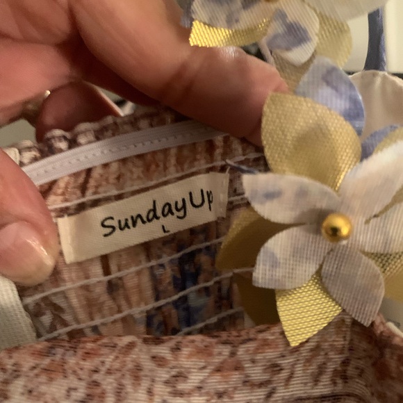 Floral Midi Dress in Cream and Purple - Picture 3 of 8